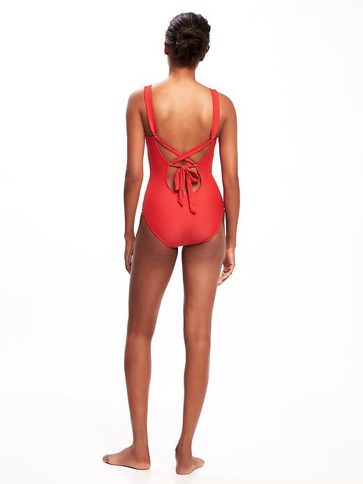 View large product image 2 of 2. Square-Neck Tie-Back Swimsuit for Women