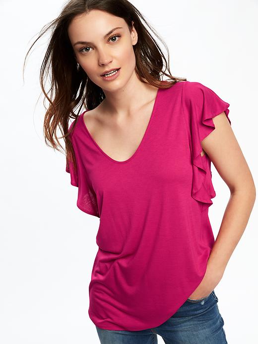 Image number 4 showing, Relaxed Ruffle-Sleeve Top for Women
