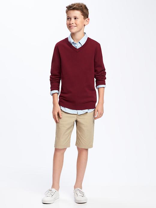 View large product image 2 of 2. Uniform V-Neck Sweater for Boys