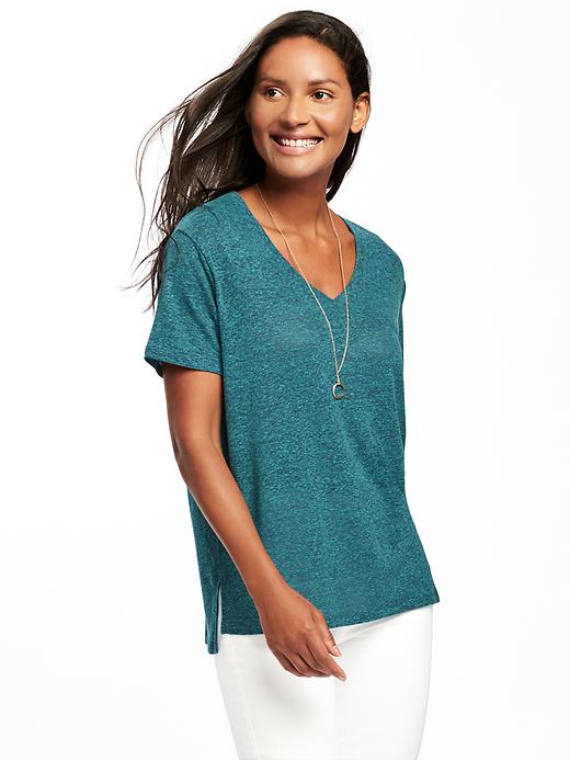 LinenBlend Boyfriend Tee for Women Old Navy