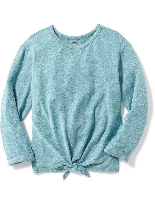 View large product image 1 of 3. Brushed-Knit Tie-Front Sweater for Girls