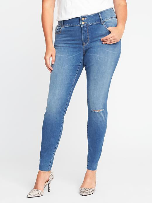 View large product image 1 of 3. High-Waisted Built-In Sculpt Plus-Size Rockstar Super Skinny Jeans