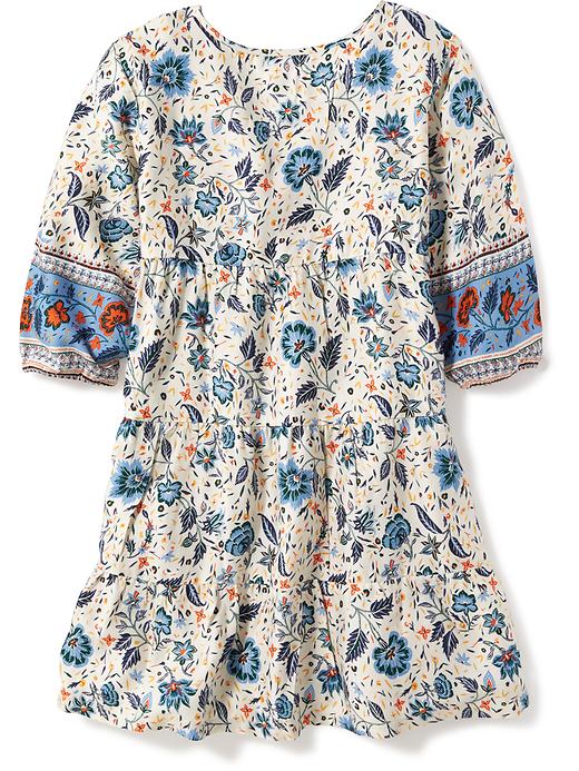 View large product image 2 of 3. Floral Tie-Front Tiered Dress for Girls