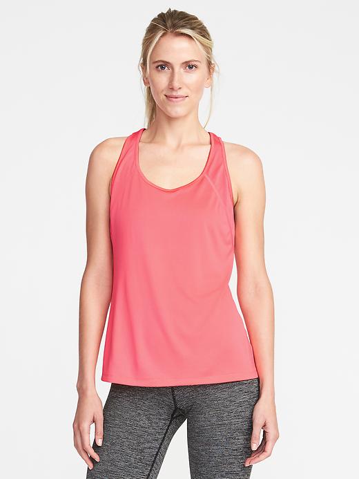 View large product image 1 of 1. Go-Dry Cool Semi-Fitted Mesh Racerback Tank for Women