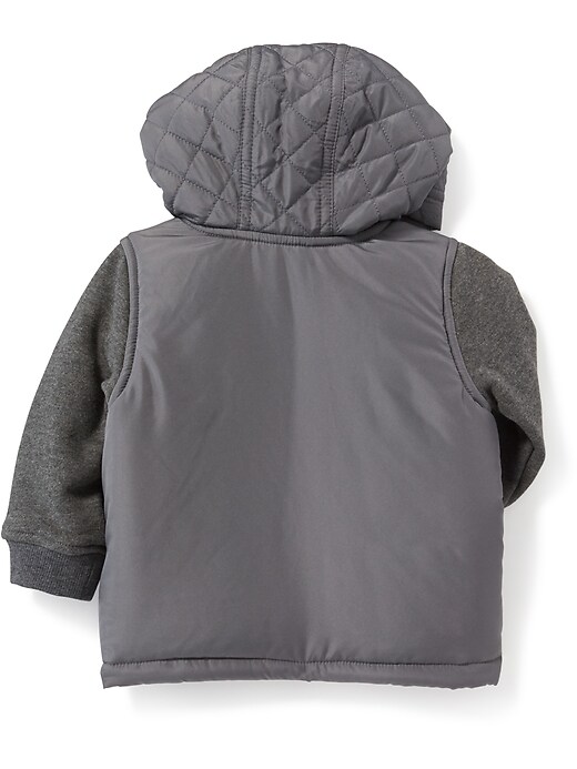 View large product image 2 of 2. Quilted Mixed-Fabric Hooded Jacket for Baby