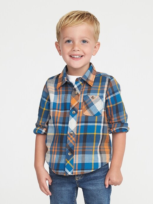 View large product image 1 of 4. Plaid Pocket Shirt for Toddler Boys