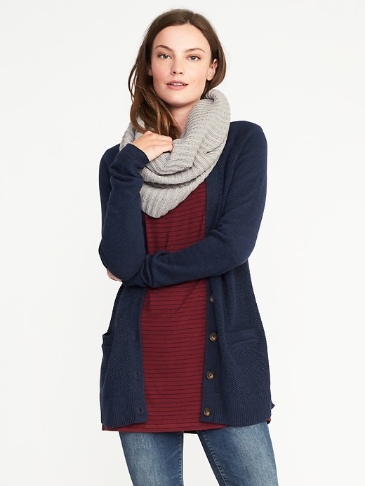 View large product image 1 of 2. Lightweight Rib-Knit Infinity Scarf