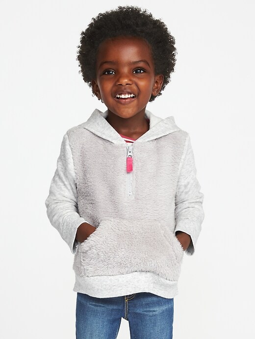 View large product image 1 of 4. 1/4-Zip Sherpa-Fleece Hoodie for Toddler Girls
