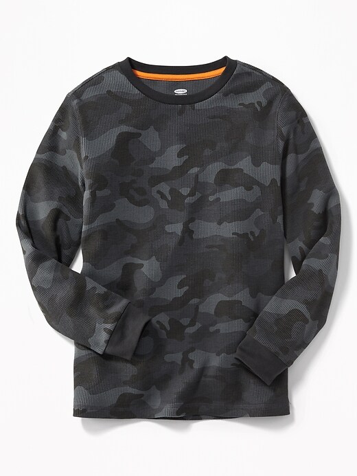 View large product image 1 of 3. Camo-Print Thermal Tee For Boys