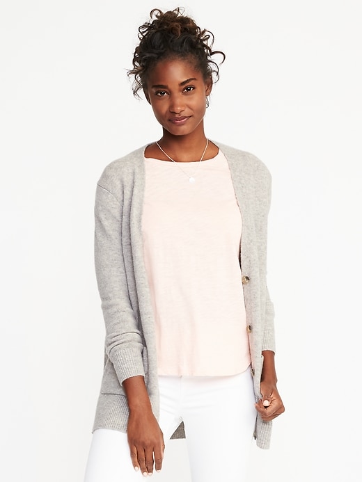 View large product image 1 of 1. Brushed-Yarn Boyfriend Cardi for Women