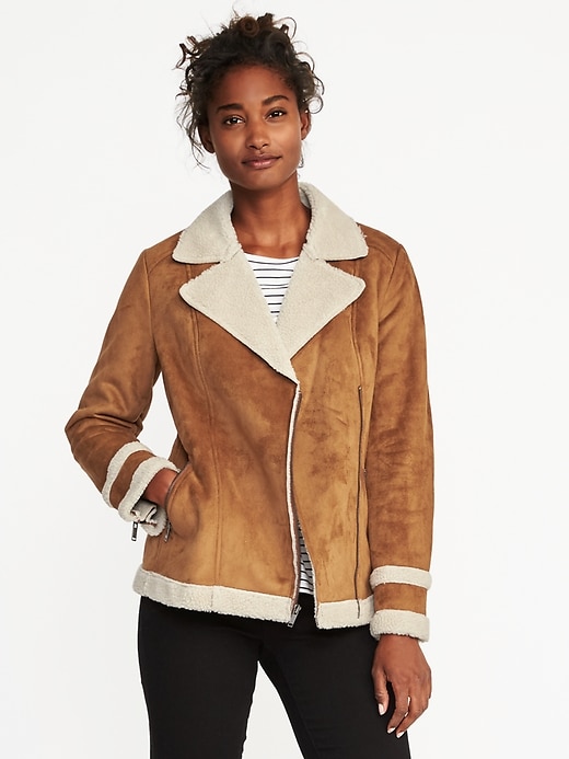 Image number 1 showing, Sherpa-Lined Moto Jacket for Women