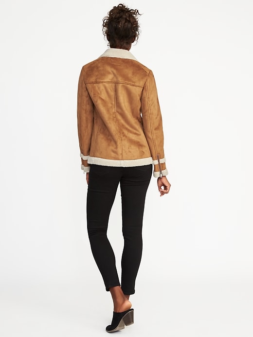 Image number 2 showing, Sherpa-Lined Moto Jacket for Women