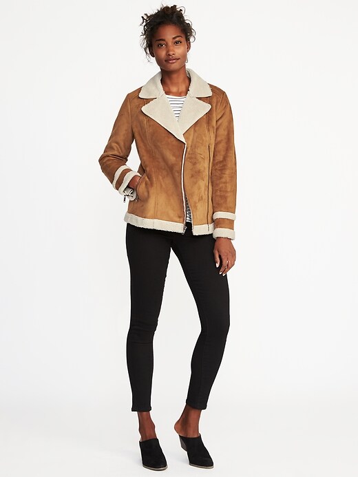 Image number 3 showing, Sherpa-Lined Moto Jacket for Women