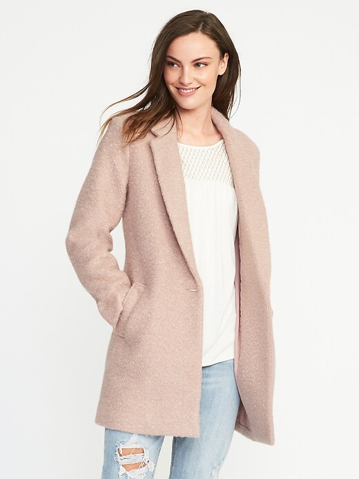 Image number 1 showing, Textured-Bouclé Everyday Coat for Women