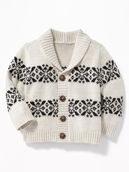 View large product image 1 of 2. Fair Isle Shawl-Collar Cardigan for Baby