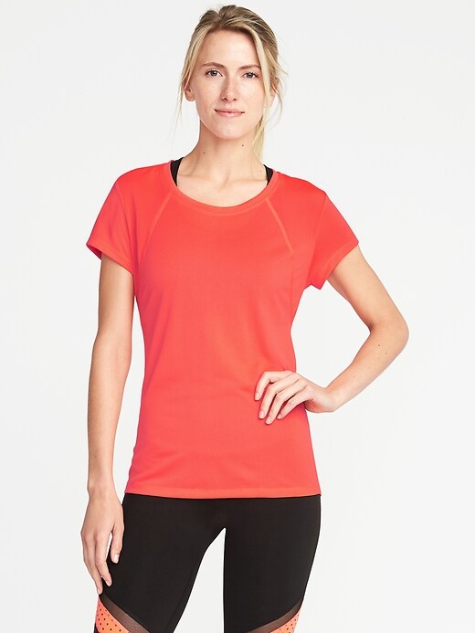 Image number 1 showing, Semi-Fitted Mesh Running Tee for Women