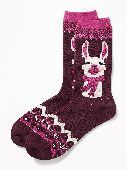 View large product image 1 of 1. Go-Warm Fair Isle Crew Socks for Women