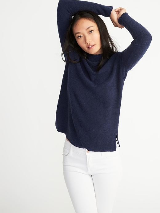 Image number 4 showing, Mock-Neck Bouclé Sweater for Women