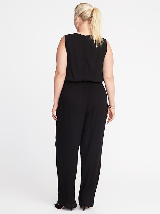 Image number 2 showing, Embroidered Crepe Plus-Size Jumpsuit