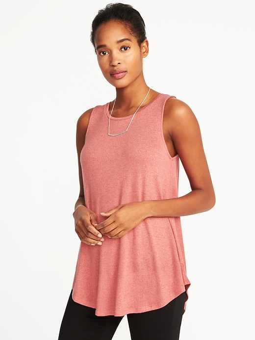 View large product image 1 of 1. Luxe Soft-Spun High-Neck Swing Tank for Women