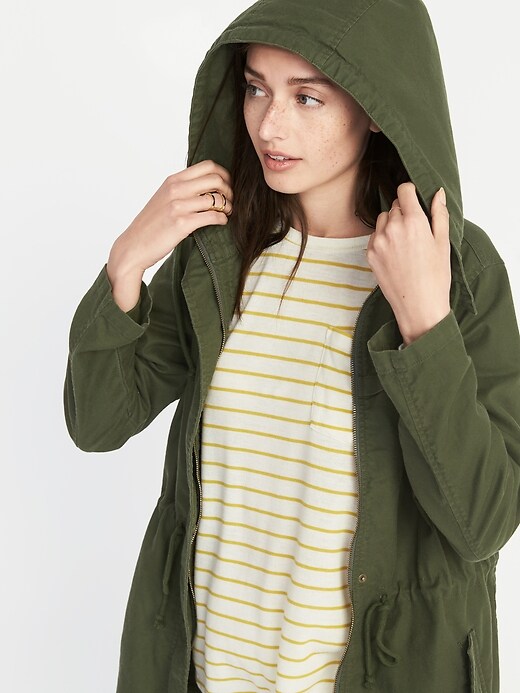 Image number 4 showing, Hooded Twill Utility Jacket for Women
