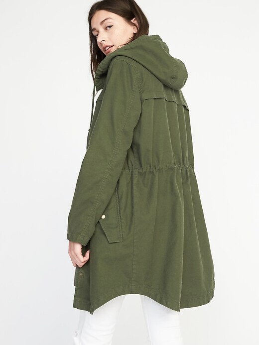 Image number 2 showing, Hooded Twill Utility Jacket for Women