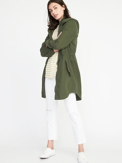Image number 3 showing, Hooded Twill Utility Jacket for Women