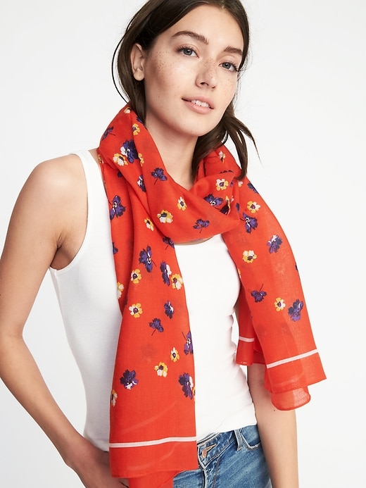 View large product image 1 of 2. Lightweight Printed Scarf for Women