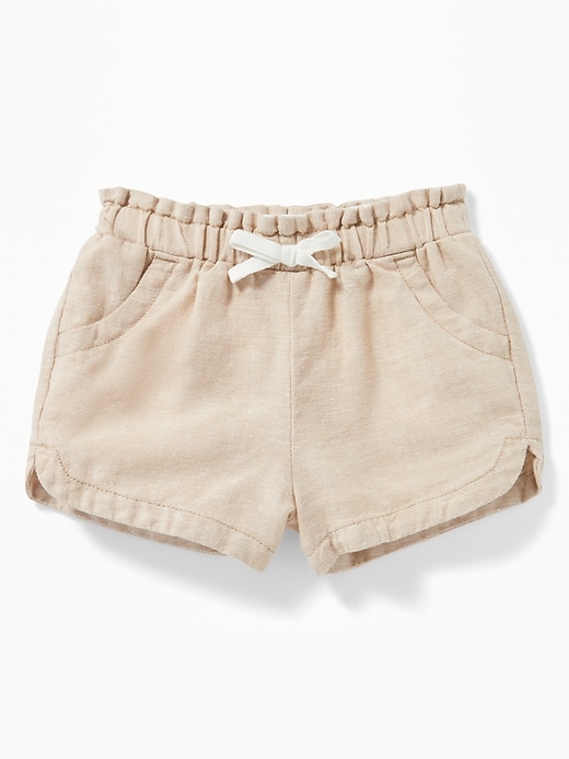 View large product image 1 of 2. Linen-Blend Elasticized-Waist Shorts for Toddler Girls