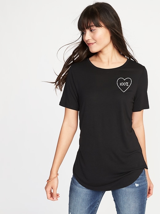 View large product image 1 of 1. Relaxed Graphic Curved-Hem Tee for Women