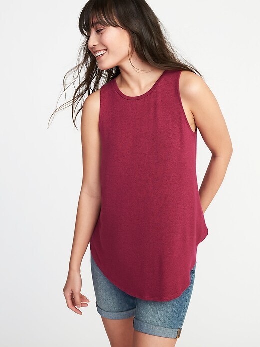View large product image 1 of 1. Luxe Soft-Spun High-Neck Swing Tank for Women