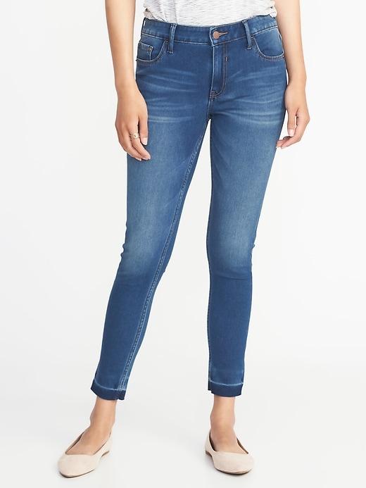 View large product image 1 of 3. Mid-Rise Rockstar 24/7 Released-Hem Super Skinny Jeans for Women