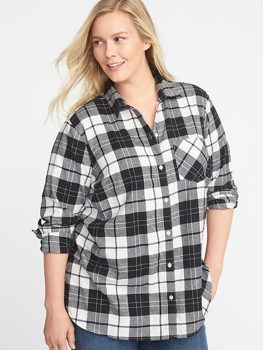 View large product image 1 of 1. Classic Plaid No-Peek Plus-Size Twill Shirt