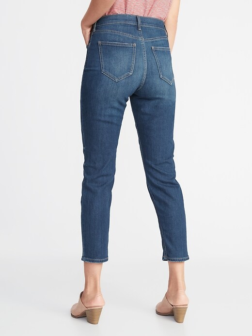 View large product image 2 of 3. Mid-Rise Button-Fly Straight Ankle Jeans for Women