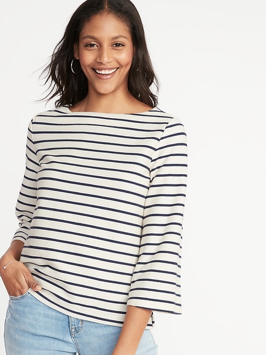View large product image 1 of 1. Textured Boat-Neck Top for Women