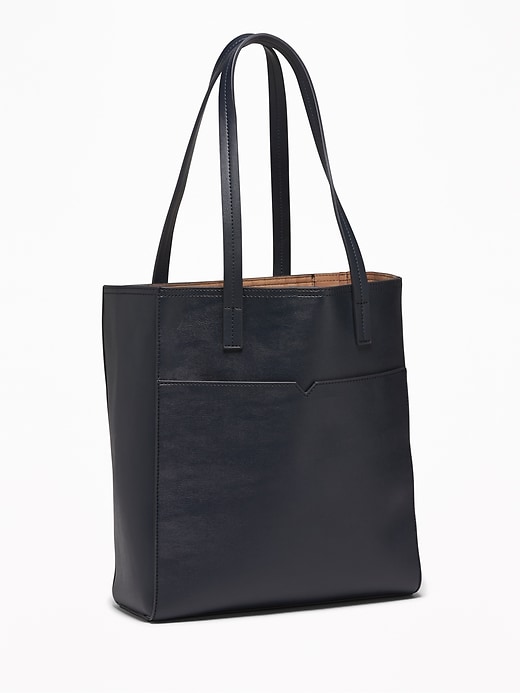 View large product image 1 of 1. Faux-Leather Pocket Tote for Women