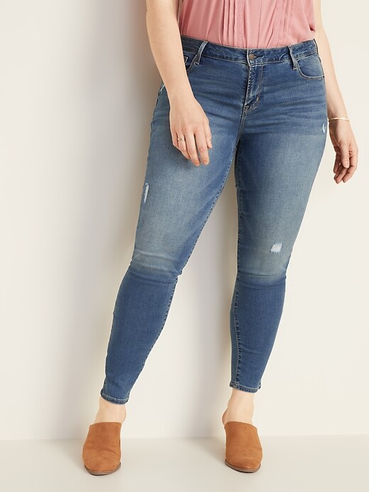Image number 6 showing, Mid-Rise Distressed Rockstar Super Skinny Jeans for Women