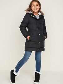 View large product image 3 of 3. Hooded Frost-Free Long-Line Jacket for Girls