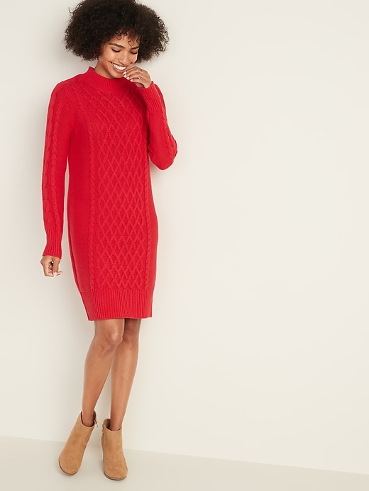 Image number 4 showing, Cable-Knit Sweater Dress for Women