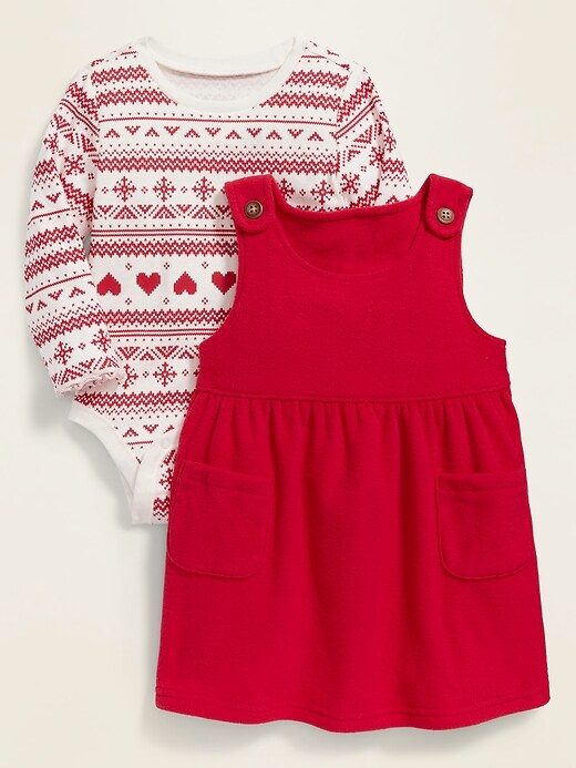 View large product image 1 of 2. Performance Fleece Pinafore Dress & Fair Isle Bodysuit Set for Baby