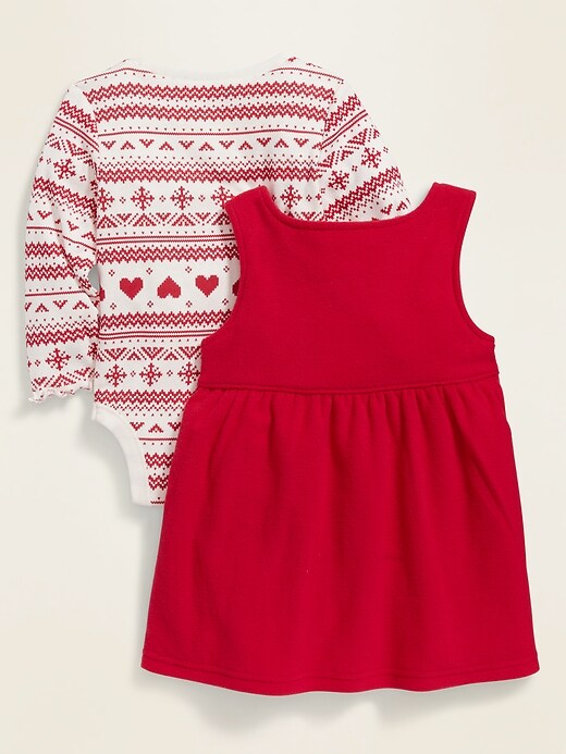 View large product image 2 of 2. Performance Fleece Pinafore Dress & Fair Isle Bodysuit Set for Baby