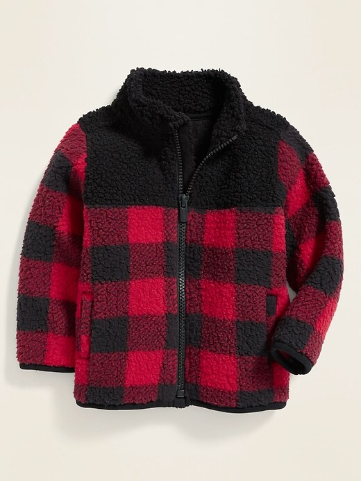View large product image 1 of 2. Color-Blocked Sherpa Zip Jacket for Baby