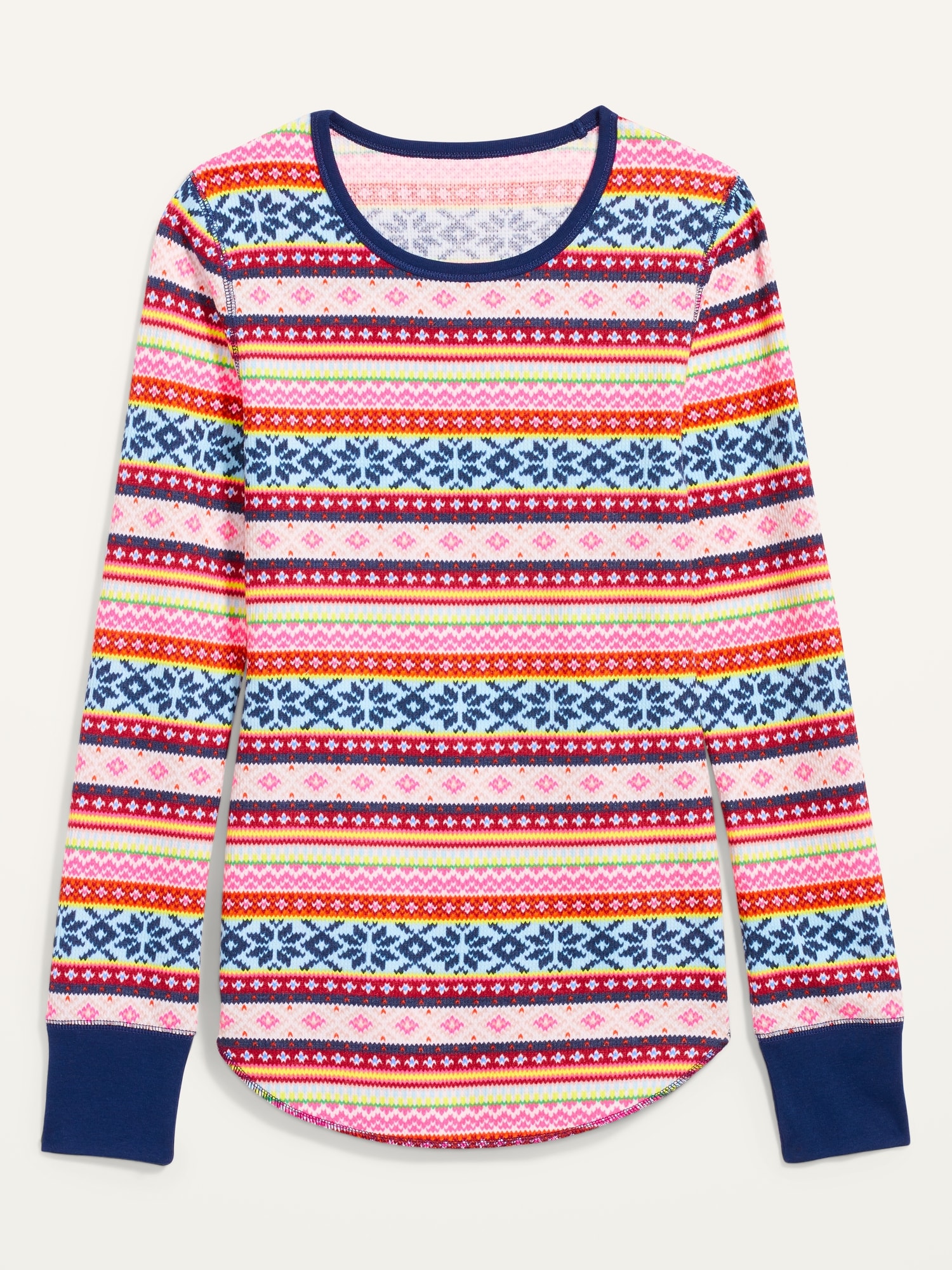 Printed Thermal Knit Long Sleeve Tee For Women Old Navy