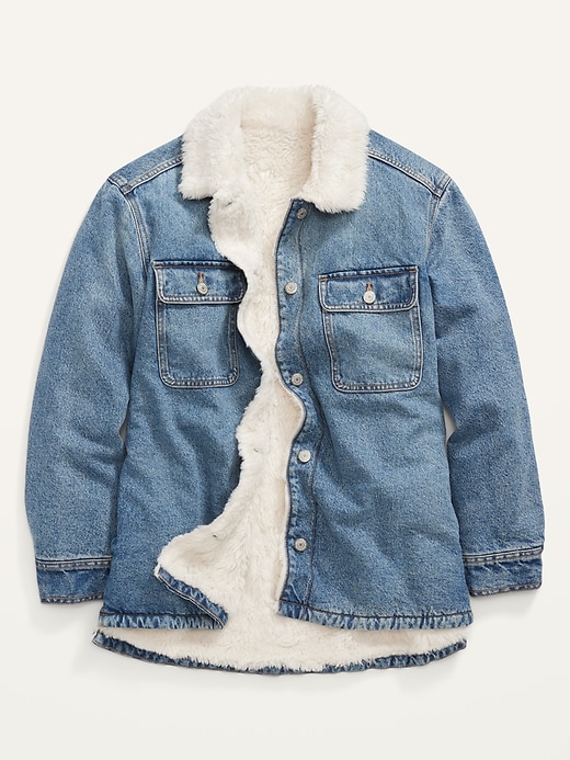 Cozy Sherpa Lined Jean Shacket For Women Old Navy