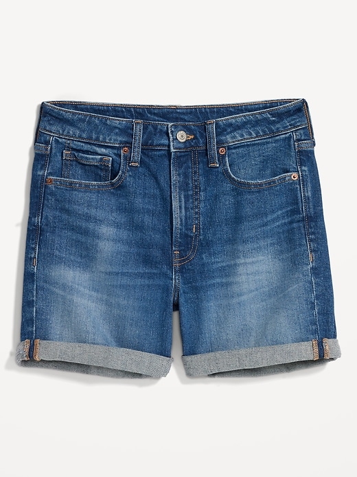 Image number 4 showing, High-Waisted O.G. Straight Jean Shorts -- 5-inch inseam