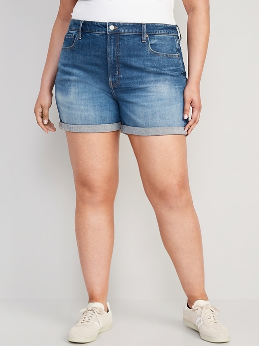 Image number 7 showing, High-Waisted O.G. Straight Jean Shorts -- 5-inch inseam
