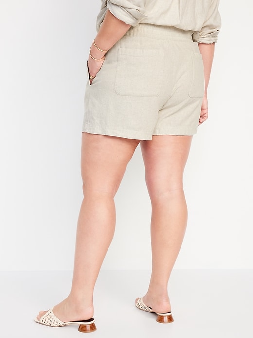 Image number 8 showing, High-Waisted Linen-Blend Pull-On Shorts -- 3.5-inch inseam