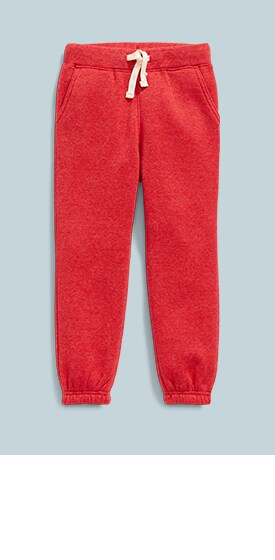 Photo de pantalons en coton ouaté rouge.