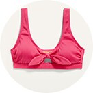 A plain hot pink bralette swimsuit top.