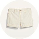 A pair of basic essential white shorts.